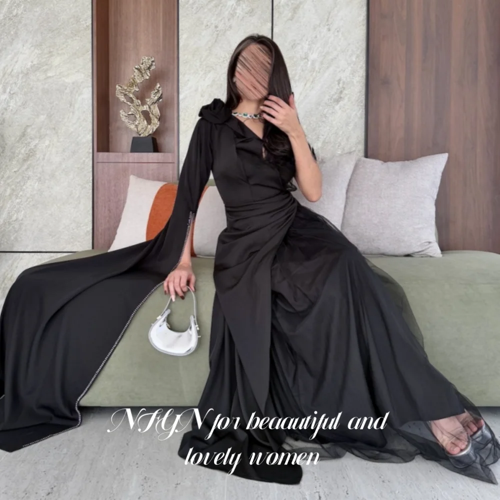 NFYN Black Elegant Prom Dress One-Shoulder Sleeve Backless Formal Gown Satin Mermaid Evening Dresses robes de soirée Customized
NFYN Black Elegant Prom Dress One-Shoulder Sleeve Backless Formal Gown Satin Mermaid Evening Dresses robes de soirée Customized