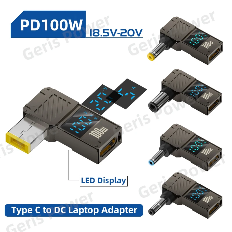 LED Display Type C to DC Adapter Plug Converter PD100W USB C to Laptop Power Supply Adapter Charger Connector for HP DELL Lenovo
LED Display Type C to DC Adapter Plug Converter PD100W USB C to Laptop Power Supply Adapter Charger Connector for HP DELL Lenovo