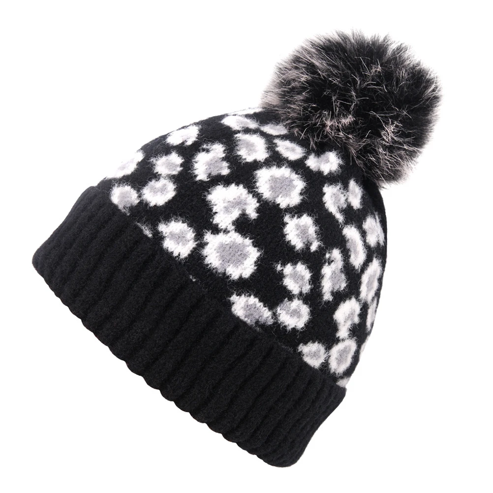 Leopard Print Winter Knitted for Women Warm Soft Faux Pompom Winter Knitted Hat Lightweight Foldable Woolen Hat
Leopard Print Winter Knitted for Women Warm Soft Faux Pompom Winter Knitted Hat Lightweight Foldable Woolen Hat