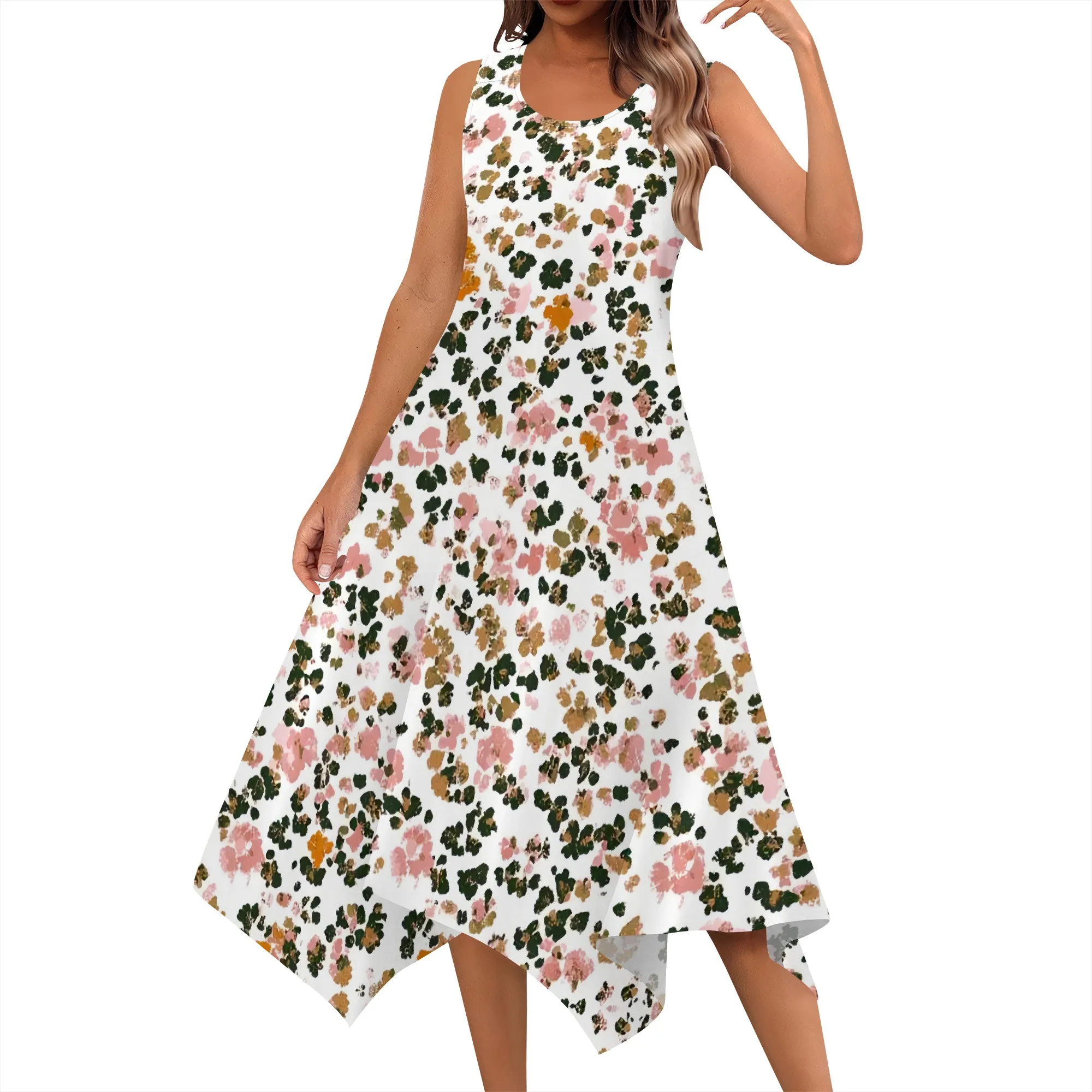 Women's Casual Summer Dress Sleeveless Vintage Floral Graphics Sundress Hankerchief Hem Boho Midi Dresses Beach Dress
Women's Casual Summer Dress Sleeveless Vintage Floral Graphics Sundress Hankerchief Hem Boho Midi Dresses Beach Dress