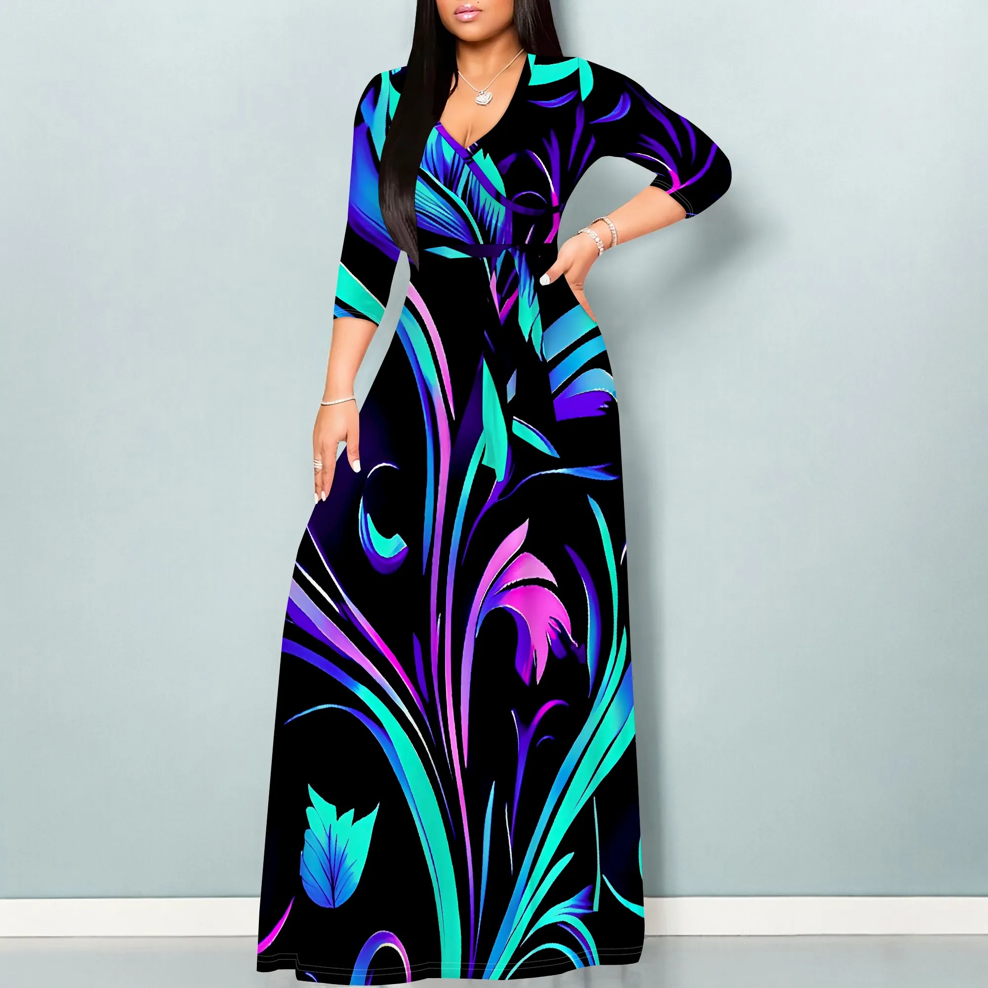 Women's Summer Fashion Printed 3/4 Sleeve Maxi Dress for Women Short Sleeve Long Loose Casual Dresses
Women's Summer Fashion Printed 3/4 Sleeve Maxi Dress for Women Short Sleeve Long Loose Casual Dresses