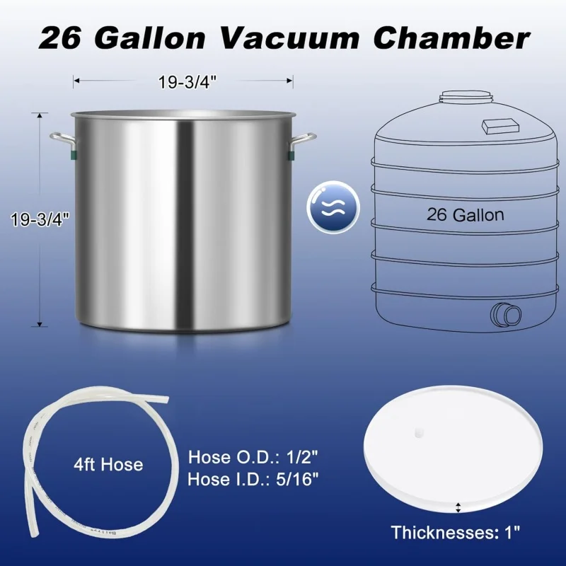 304 Stainless Steel Vacuum Chamber with Clear Lid Degassing Chamber Kit Without Pump for Essential Oils Stabilizing Wood Epoxies
304 Stainless Steel Vacuum Chamber with Clear Lid Degassing Chamber Kit Without Pump for Essential Oils Stabilizing Wood Epoxies