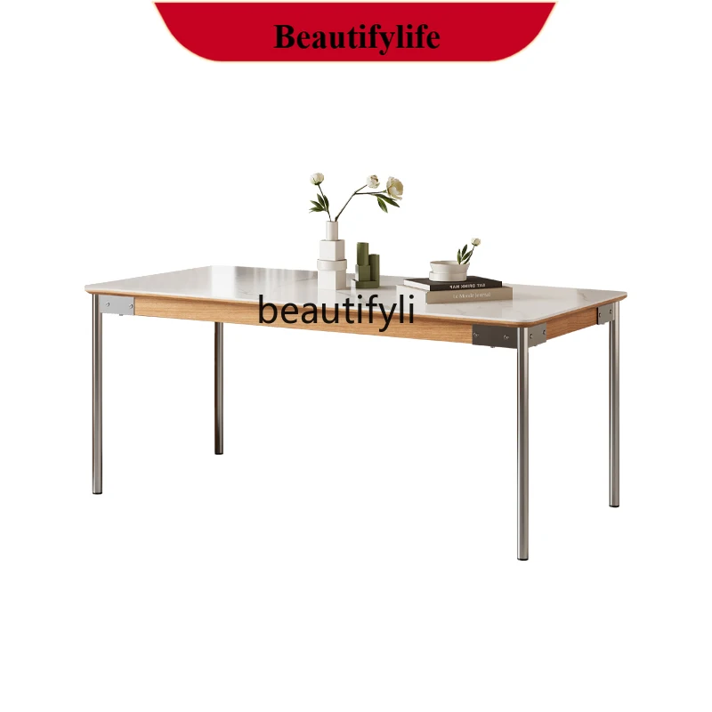 z183 Slate dining table Modern simple rectangular stainless steel log color island table integrated cabinet dining table
z183 Slate dining table Modern simple rectangular stainless steel log color island table integrated cabinet dining table