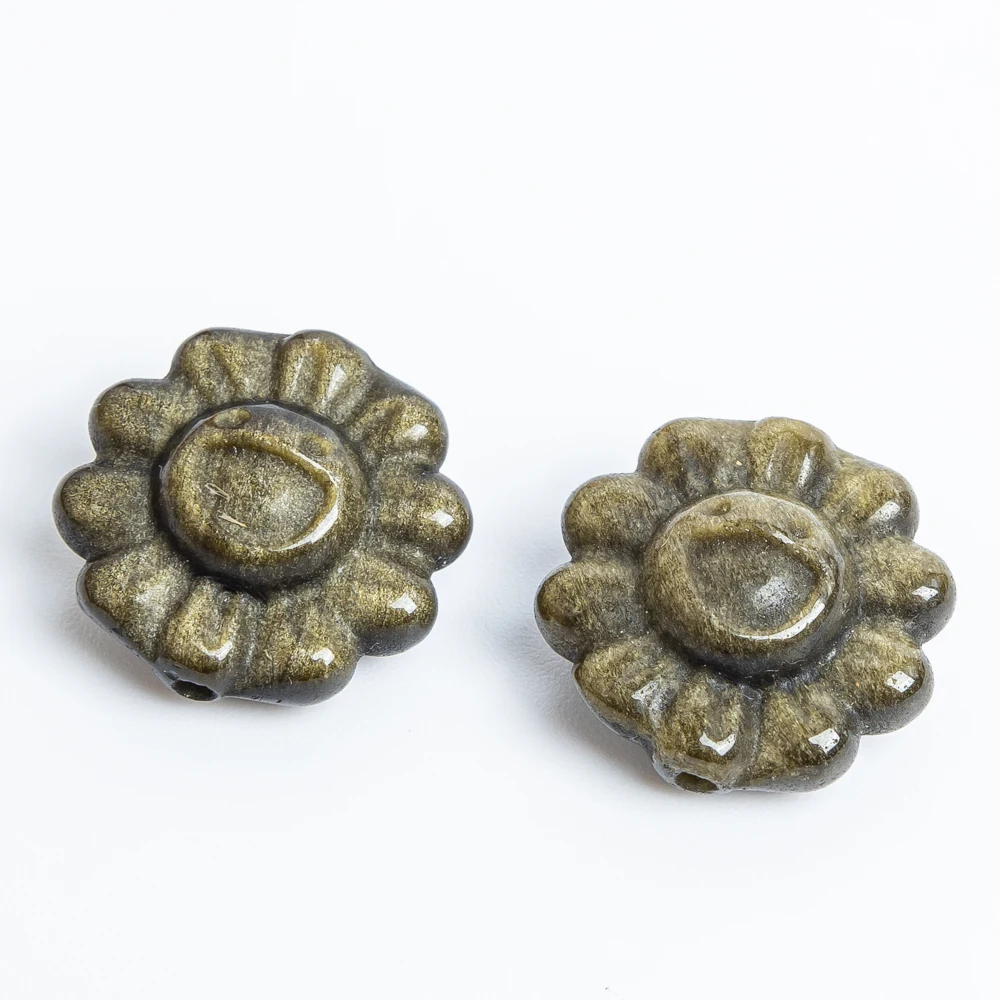 5Pcs Natural Golden Sheen Obsidian Sunflower Pendant 20mm Boho Flower Charm Sparkling Black Gemstone for DIY Necklace No Cord
5Pcs Natural Golden Sheen Obsidian Sunflower Pendant 20mm Boho Flower Charm Sparkling Black Gemstone for DIY Necklace No Cord