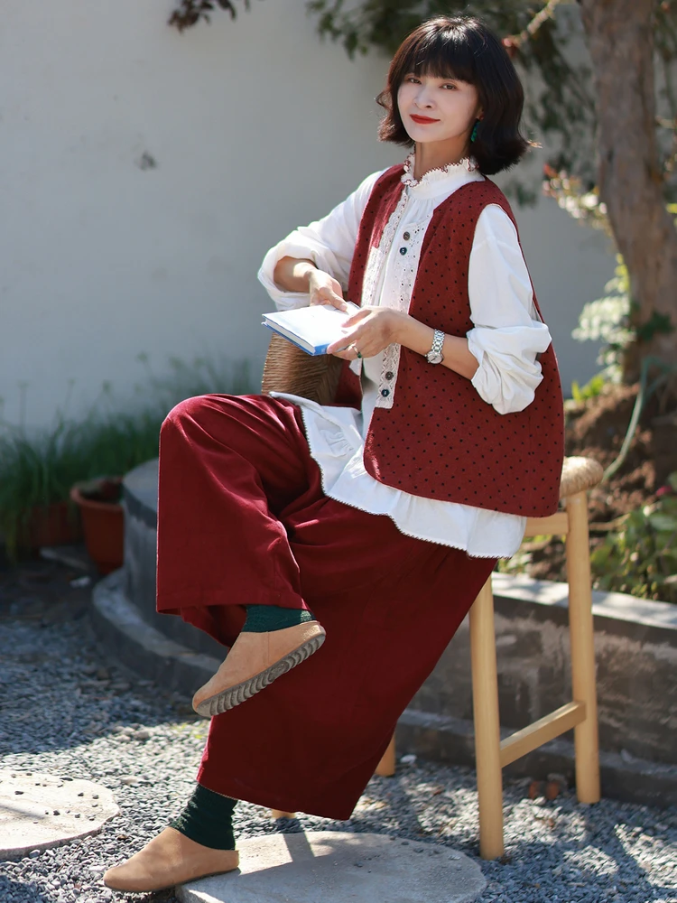 Original Soft Wool Cotton Women's Vest Retro Polka Dot Chinese Sle Artistic Outerwear Fem Faion Commute Sle Pure Color
Original Soft Wool Cotton Women's Vest Retro Polka Dot Chinese Sle Artistic Outerwear Fem Faion Commute Sle Pure Color