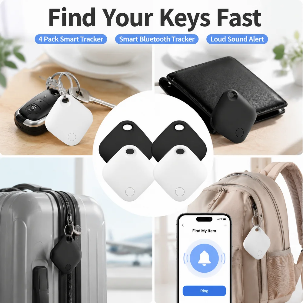 4 Pack Bluetooth Key Finder Tracker Works with Android Find Hub Anti Lost Tag with Loud Alarm for Keys Wallet Bag Suitcase
4 Pack Bluetooth Key Finder Tracker Works with Android Find Hub Anti Lost Tag with Loud Alarm for Keys Wallet Bag Suitcase