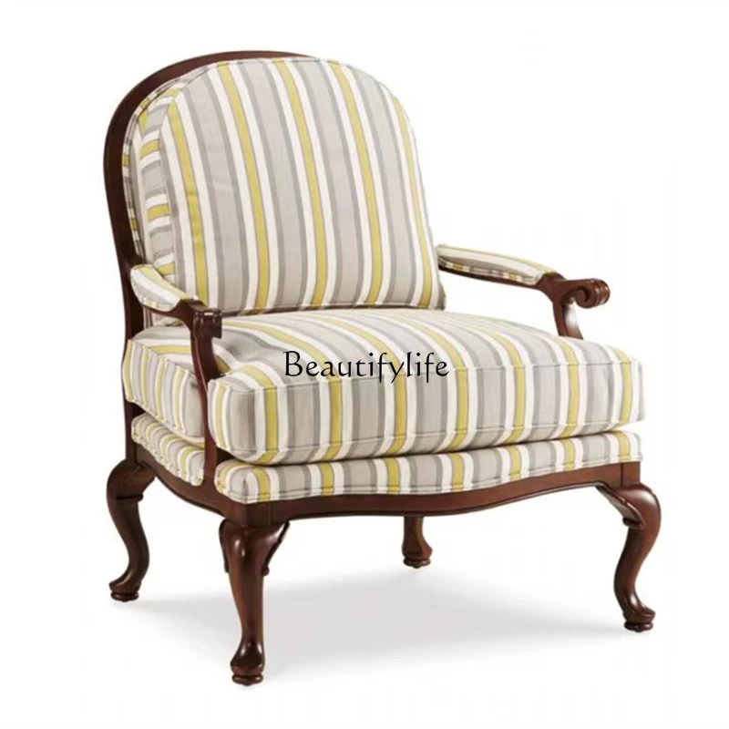 -American country sofa leisure chair retro solid wood light luxury fabric single chair
-American country sofa leisure chair retro solid wood light luxury fabric single chair