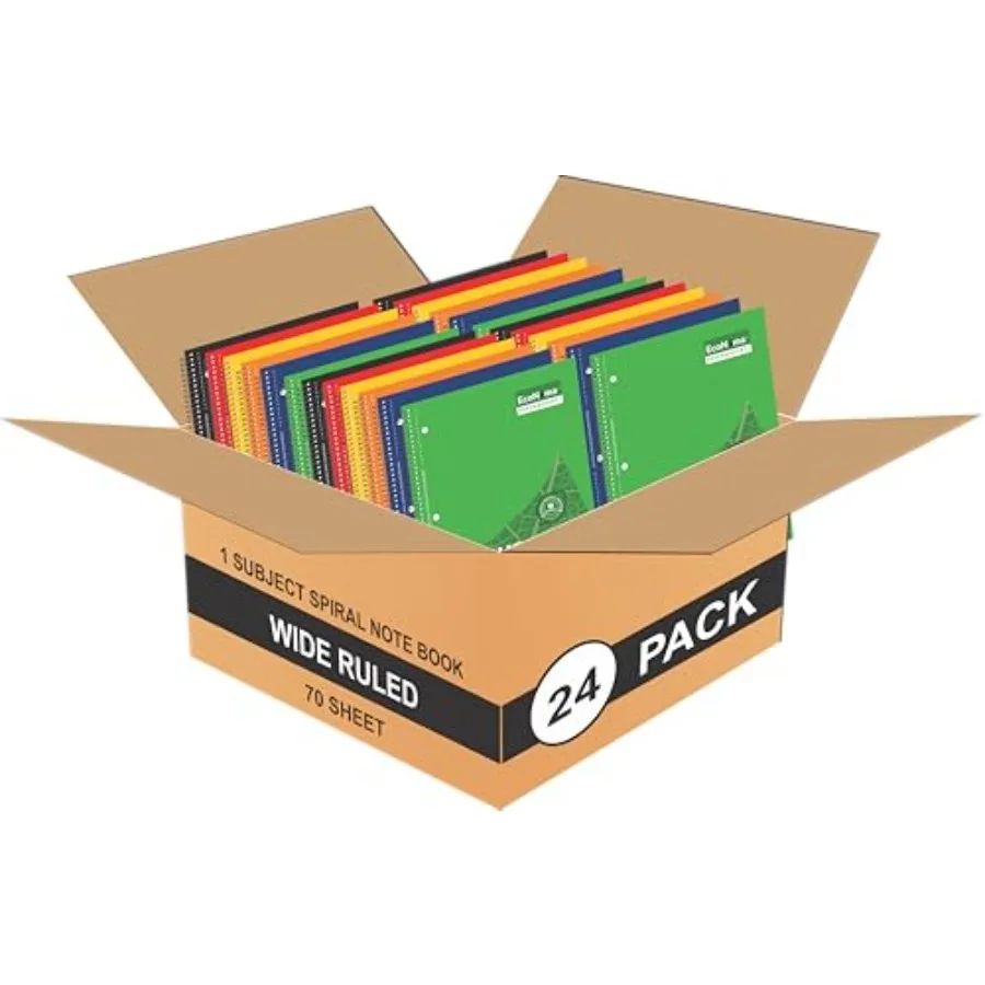 Subject Book Spiral Notebook Pack of Wide Ruled 140 Pages 70 Sheets 8" × 10.5" Perforated Carbon Neutral 3-Hole Punched Eco-Fri
Subject Book Spiral Notebook Pack of Wide Ruled 140 Pages 70 Sheets 8" × 10.5" Perforated Carbon Neutral 3-Hole Punched Eco-Fri