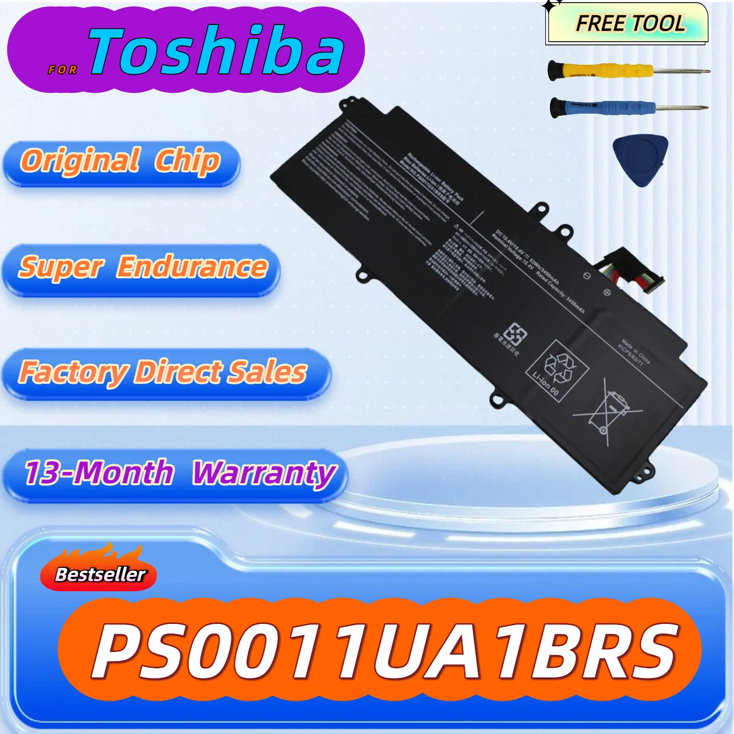 15.4V 53Wh 3450mAh Factory Direct Sale PS0011UA1BRS New Original laptop Battery For Durabook X30W-J X30L X30W PCR12U PCR10A-0090
15.4V 53Wh 3450mAh Factory Direct Sale PS0011UA1BRS New Original laptop Battery For Durabook X30W-J X30L X30W PCR12U PCR10A-0090
