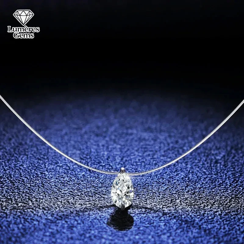 18K Gold Inlaid Thread Pendant Women'S Invisible , Water Droplet Moissanite Collarbone Chain, Mermaid Tears Necklace
18K Gold Inlaid Thread Pendant Women'S Invisible , Water Droplet Moissanite Collarbone Chain, Mermaid Tears Necklace