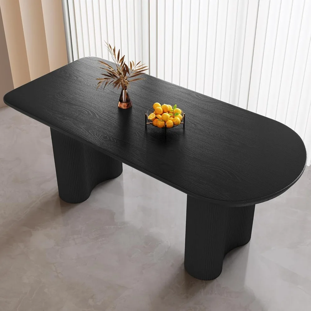 Black Oval Dining Table for 4-6, 62.99" Modern Funky Kitchen Table with Powerful Ripple Support Legs for Dining Room, Kitchen, H
Black Oval Dining Table for 4-6, 62.99" Modern Funky Kitchen Table with Powerful Ripple Support Legs for Dining Room, Kitchen, H
