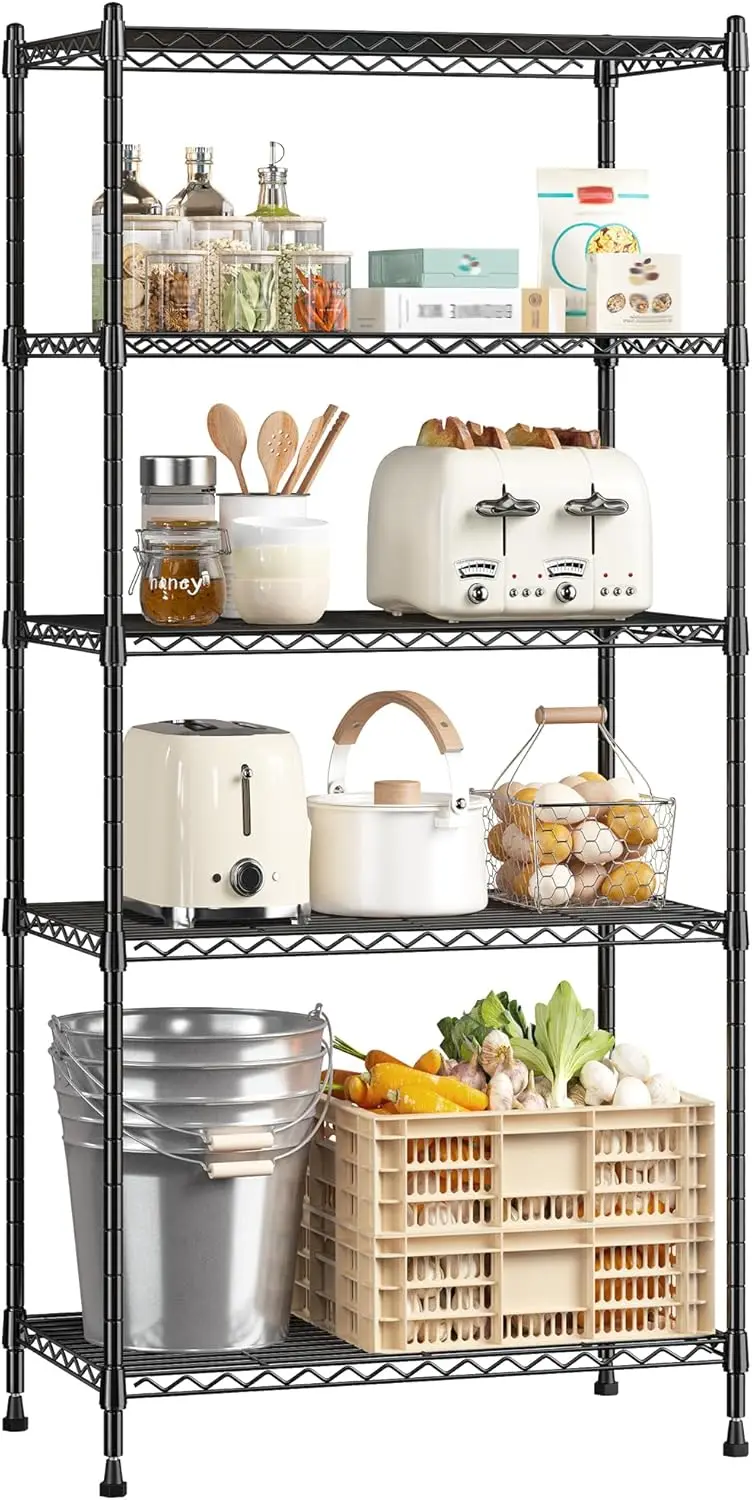 5-Tier Shelf 1010LBS Storage Shelves Adjustable Wire Shelving Metal Shelving Unit Storage Rack for Kitchen Pantry Closet
5-Tier Shelf 1010LBS Storage Shelves Adjustable Wire Shelving Metal Shelving Unit Storage Rack for Kitchen Pantry Closet