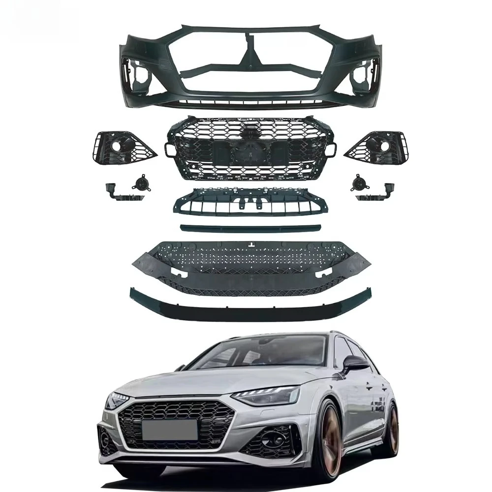 New High Quality Front Bumper with Middle Grille and Front Lip Includes Clips for A4 Allroad RS4 2020-2025
New High Quality Front Bumper with Middle Grille and Front Lip Includes Clips for A4 Allroad RS4 2020-2025