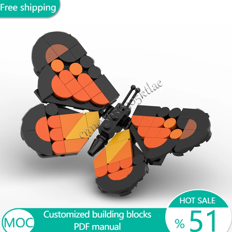 102 PCS Insect Monarch Butterfly MOC Customize Modular Building Block Technology Model Popular Creative DIY Toy Christmas Gift
