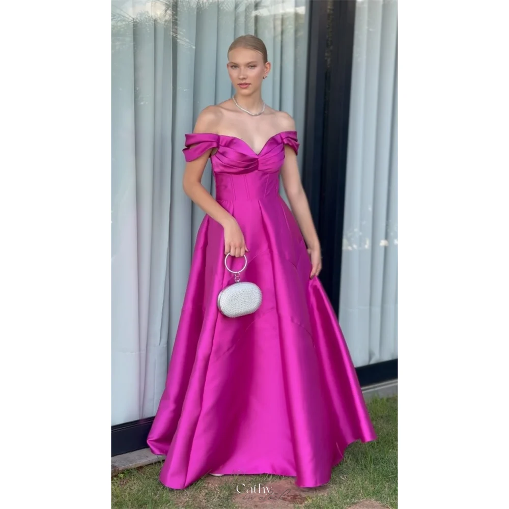 Cathy Customized Purple Off Shoulder A-Line Prom Dresses Pleated Sleeveless vestidos de noiva Floor-Length Formal Evening 2025
Cathy Customized Purple Off Shoulder A-Line Prom Dresses Pleated Sleeveless vestidos de noiva Floor-Length Formal Evening 2025