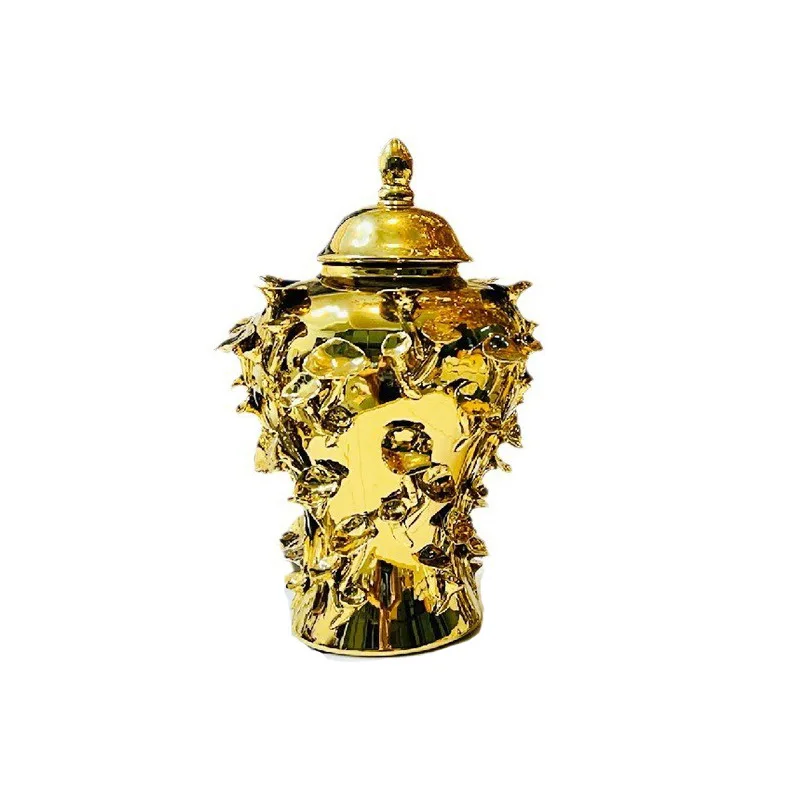 &c Creative Irregular Golden Ginger Jar With Lid Gold-plated Artistic Ceramic Flower Vase for Desktop Home Decoration
&c Creative Irregular Golden Ginger Jar With Lid Gold-plated Artistic Ceramic Flower Vase for Desktop Home Decoration