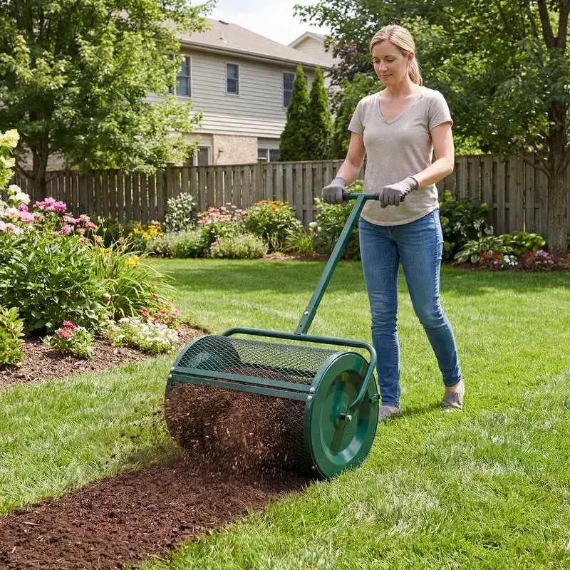 Compost Spreader 24 Inch Peat Moss Spreader Roller with Height-adjustable T-shape Handle-Green
Compost Spreader 24 Inch Peat Moss Spreader Roller with Height-adjustable T-shape Handle-Green