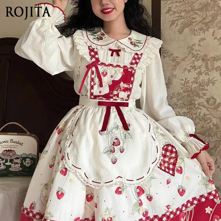 Cute Strawberry Embroidered Long-sleeved Inner Blouses Ruffle CollarSweet Lolita Womens Tops 2026 Spring New
Cute Strawberry Embroidered Long-sleeved Inner Blouses Ruffle CollarSweet Lolita Womens Tops 2026 Spring New