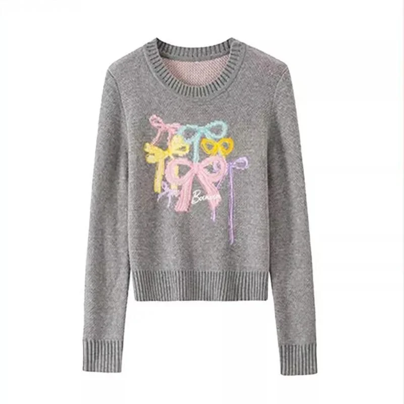 Bowtie Embroidery Sweater Women Knitwear Pullovers 2025 Spring Elegant Fashion Chic Tops Long Sleeve O-neck Ladies Jumpers
Bowtie Embroidery Sweater Women Knitwear Pullovers 2025 Spring Elegant Fashion Chic Tops Long Sleeve O-neck Ladies Jumpers
