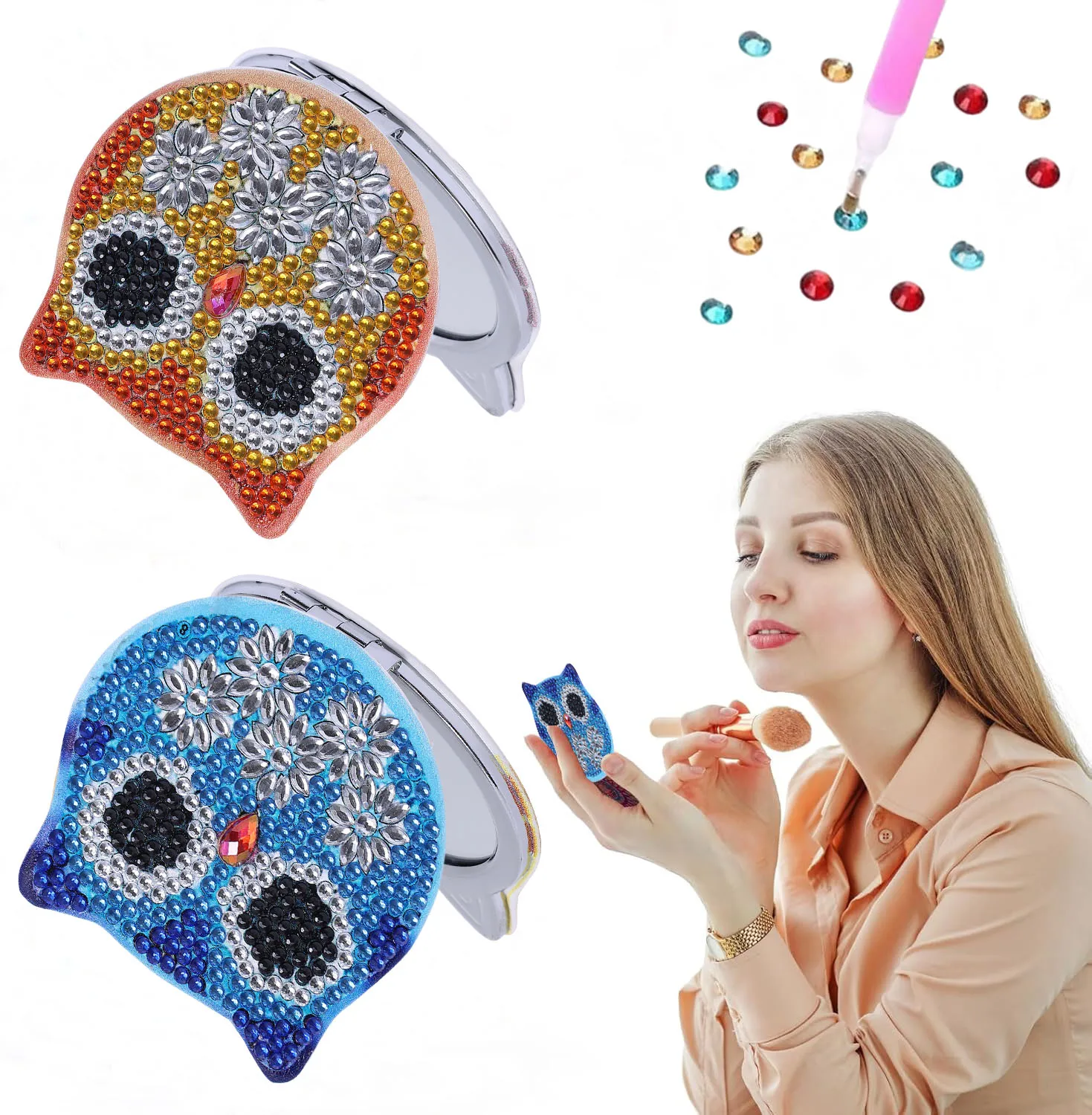 2pcs Cats Diamond Painting Compact Mirrors Crystal Rhinestone PU Leather Cover Portable Makeup Mirrors for Travel and Daily Use
2pcs Cats Diamond Painting Compact Mirrors Crystal Rhinestone PU Leather Cover Portable Makeup Mirrors for Travel and Daily Use