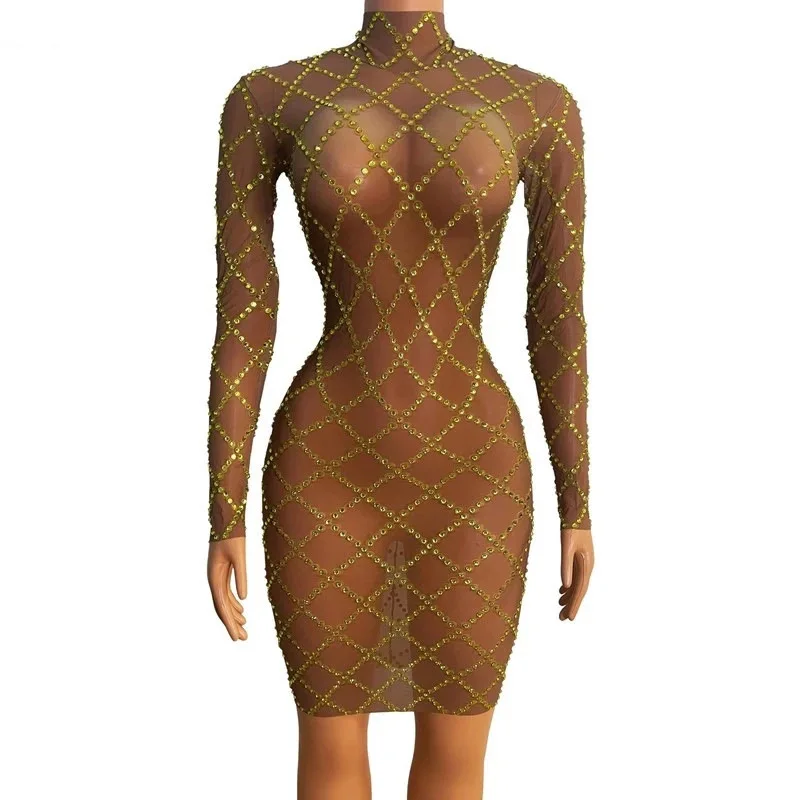 Diamond Fishing Net Perspective Sexy Slim Fit Skirt Celebrity Party Evening Dress Festival Female Singer Host Stage Clothing
Diamond Fishing Net Perspective Sexy Slim Fit Skirt Celebrity Party Evening Dress Festival Female Singer Host Stage Clothing