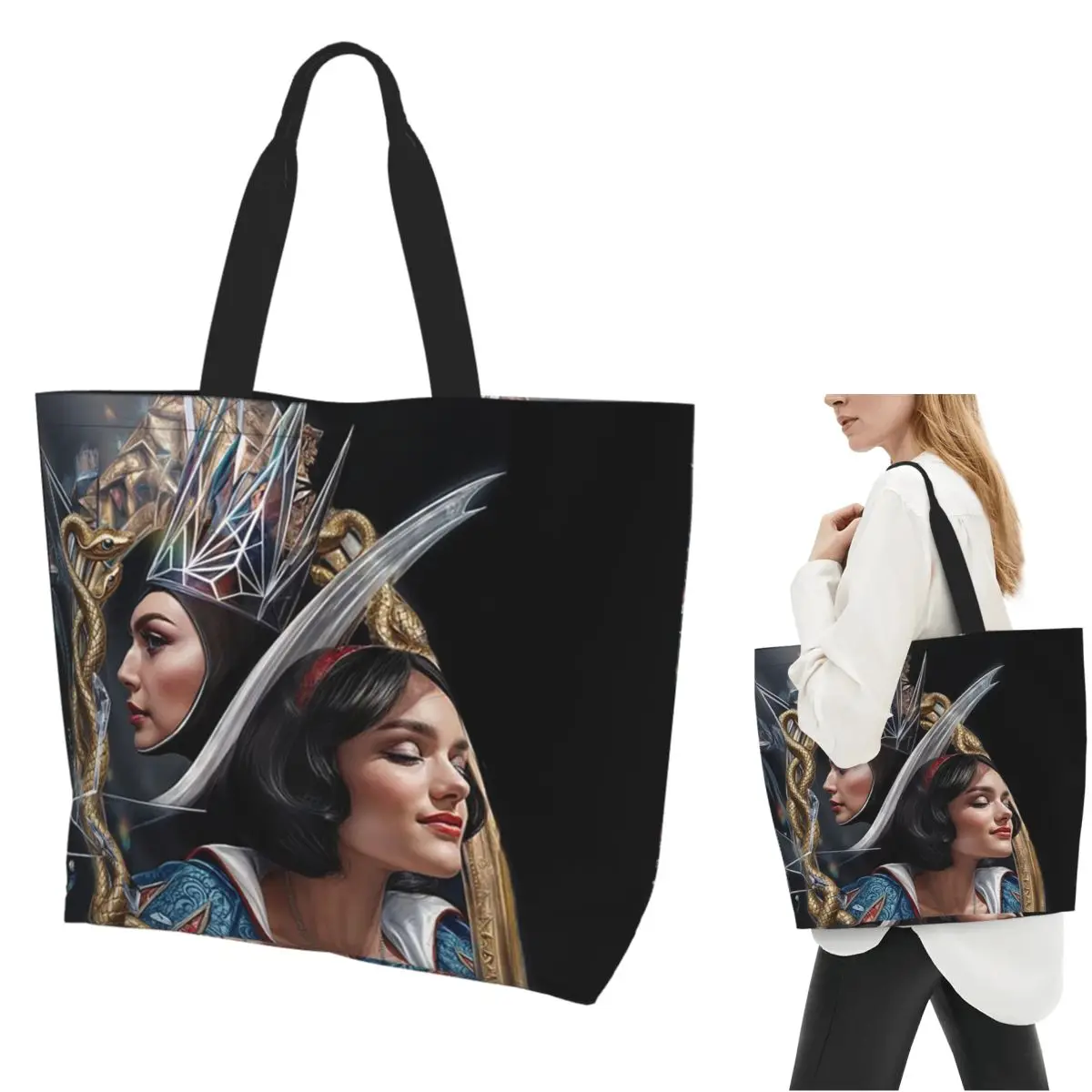 Cartoon Snow White And Villains Shopping Tote Bag Canvas Large Capacity Shoulder Bags Shopper Grocery Handbag for Women
Cartoon Snow White And Villains Shopping Tote Bag Canvas Large Capacity Shoulder Bags Shopper Grocery Handbag for Women