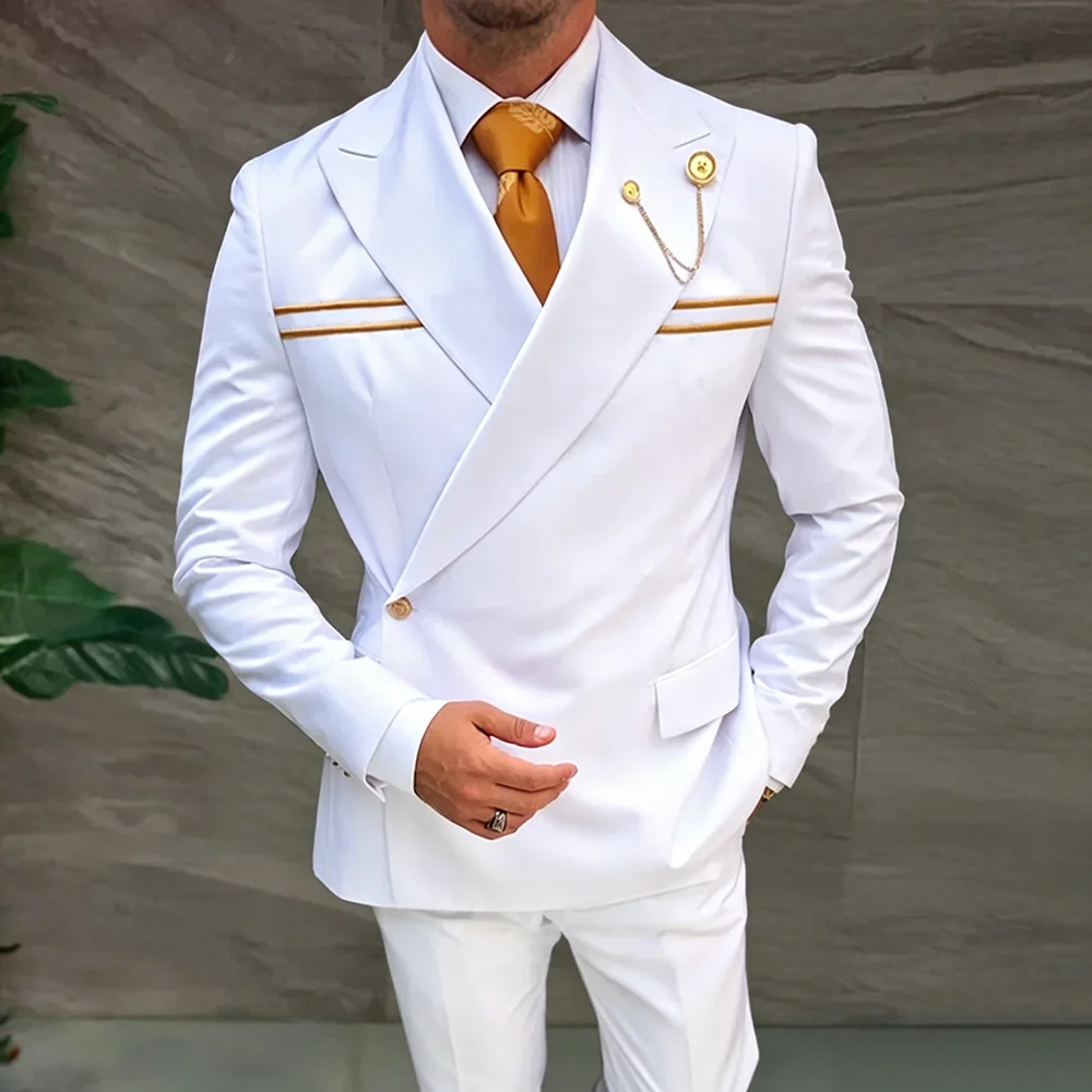 Formal White Men's Suits 2 Pieces Jacket Pant High Quality Business Peak Lapel One Button Male Blazer Set Customize Fashion
Formal White Men's Suits 2 Pieces Jacket Pant High Quality Business Peak Lapel One Button Male Blazer Set Customize Fashion