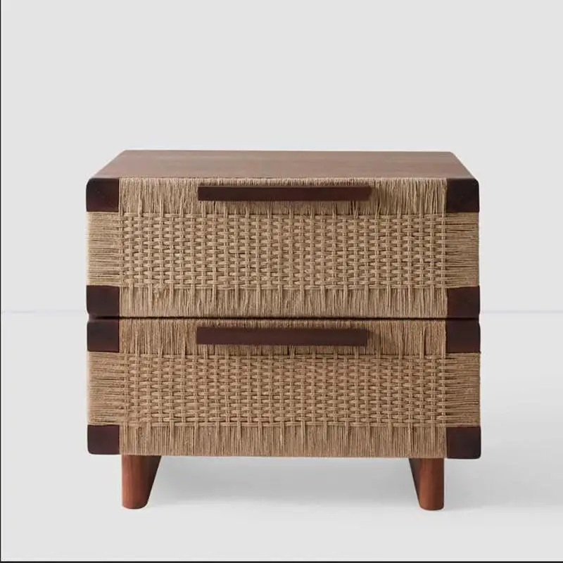 Retro solid wood bedside table wabi sandy wind cherry wood bedside table hand-woven double drawer chest
Retro solid wood bedside table wabi sandy wind cherry wood bedside table hand-woven double drawer chest