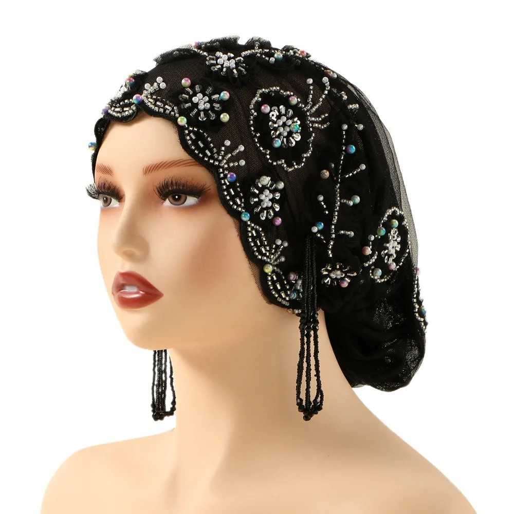 Rhinestone Beading Muslim Lace Hat Embroidered Design Underscarf Bonnet Pearls Hat Headwrap Style Lace Hijab Diamond Thread Hat
Rhinestone Beading Muslim Lace Hat Embroidered Design Underscarf Bonnet Pearls Hat Headwrap Style Lace Hijab Diamond Thread Hat