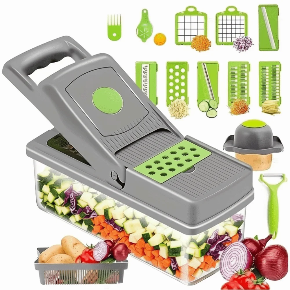 16-In-1 Function Kitchen Vegetable Cutter Carrot Grater Potato Peeler Vegetable Slicer Portable Compact Kitchen Tools
16-In-1 Function Kitchen Vegetable Cutter Carrot Grater Potato Peeler Vegetable Slicer Portable Compact Kitchen Tools