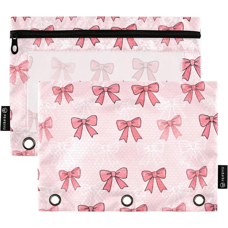 Peil Pouch 3 Ring Bows Pink Color Zipper Peil Pouches Case Binder Cosmetic Bag 2 Pack for Office School College Supplies
Peil Pouch 3 Ring Bows Pink Color Zipper Peil Pouches Case Binder Cosmetic Bag 2 Pack for Office School College Supplies