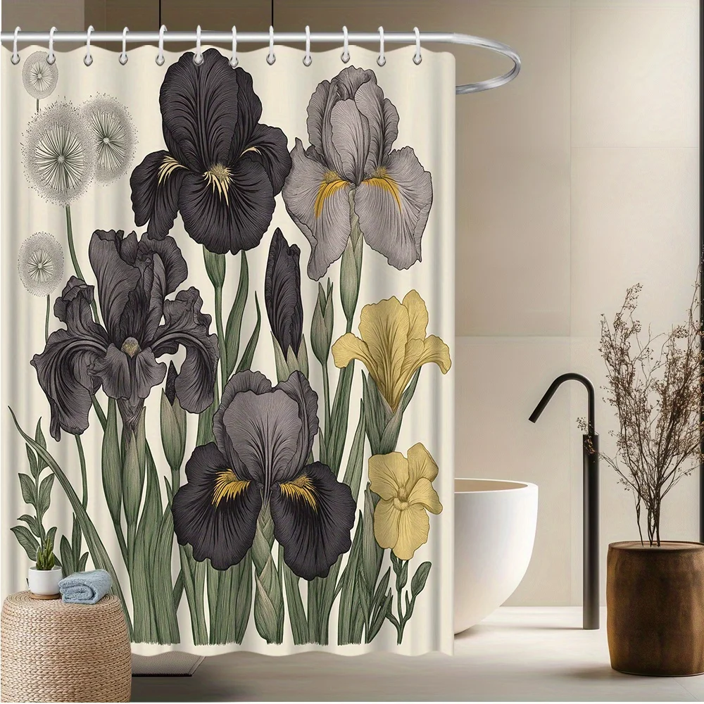 1pc Extra Large Botanical Iris Floral Shower Curtain - Black Irises & Green Foliage Bathroom Decor, Fade-Resistant Machine Washa
1pc Extra Large Botanical Iris Floral Shower Curtain - Black Irises & Green Foliage Bathroom Decor, Fade-Resistant Machine Washa
