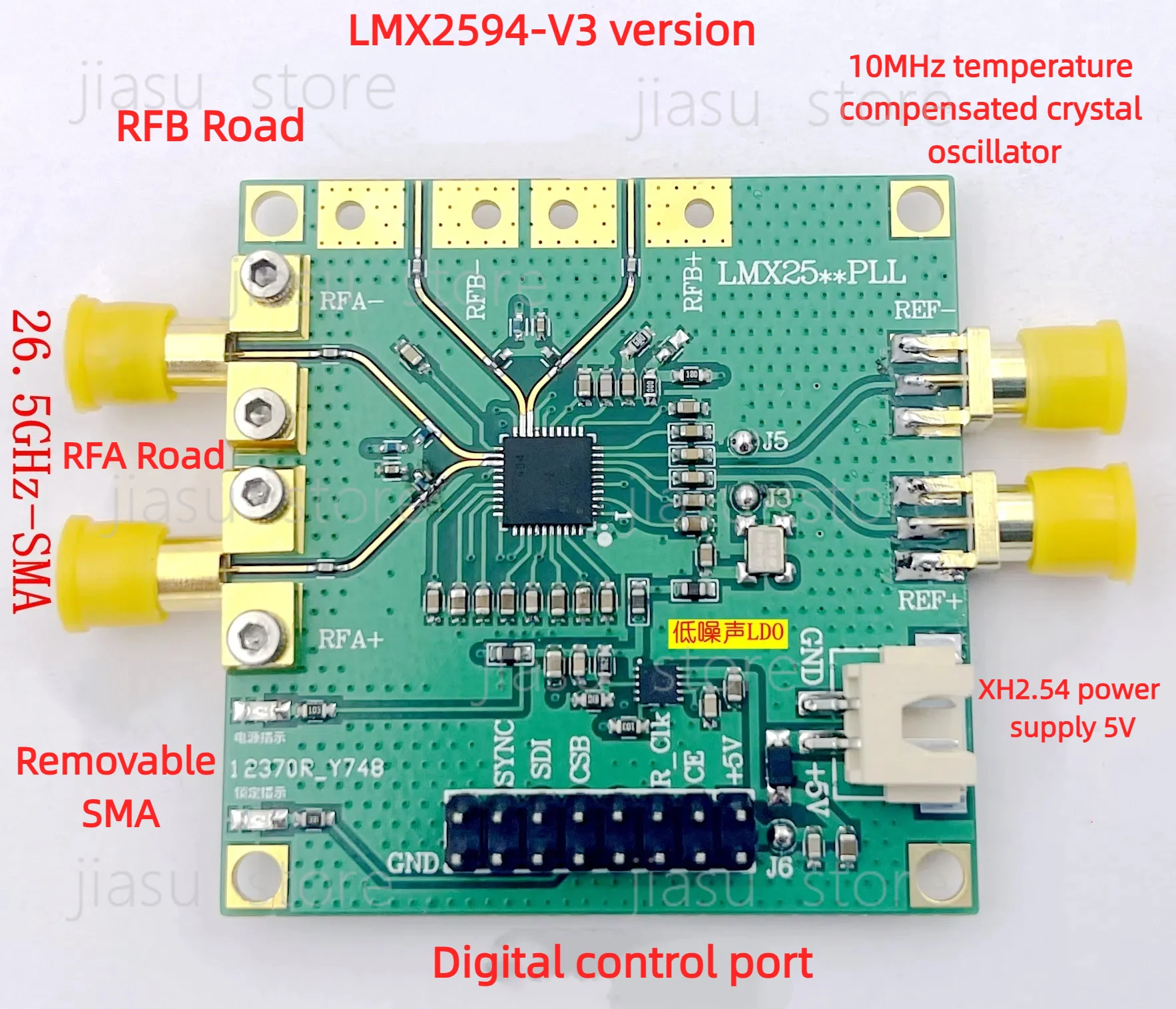 LMX2594 PLLatinum RF Synthesizer Board 10MHz-15GHz Microwave Signal Development Kit
LMX2594 PLLatinum RF Synthesizer Board 10MHz-15GHz Microwave Signal Development Kit