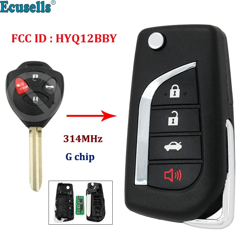 Upgraded 4 button Flip Remote key for Toyota Camry RAV4 2007-2011 314MHZ with G chip FCC ID: HYQ12BBY
Upgraded 4 button Flip Remote key for Toyota Camry RAV4 2007-2011 314MHZ with G chip FCC ID: HYQ12BBY