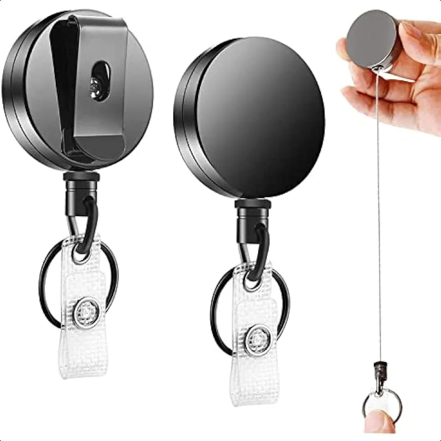 2 Pack Heavy Duty Retractable Badge Holder Reel Will Well Metal ID Badge Holder with Belt Clip Key Ring for Name Card Keychain
2 Pack Heavy Duty Retractable Badge Holder Reel Will Well Metal ID Badge Holder with Belt Clip Key Ring for Name Card Keychain