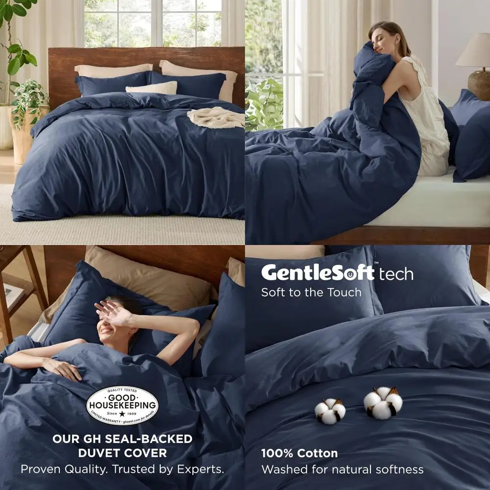 100% Washed Cotton Duvet Cover King Size - Navy Minimalist Cotton Duvet Cover Linen Like for All Seasons - GentleSoft™ Plain Sim
100% Washed Cotton Duvet Cover King Size - Navy Minimalist Cotton Duvet Cover Linen Like for All Seasons - GentleSoft™ Plain Sim