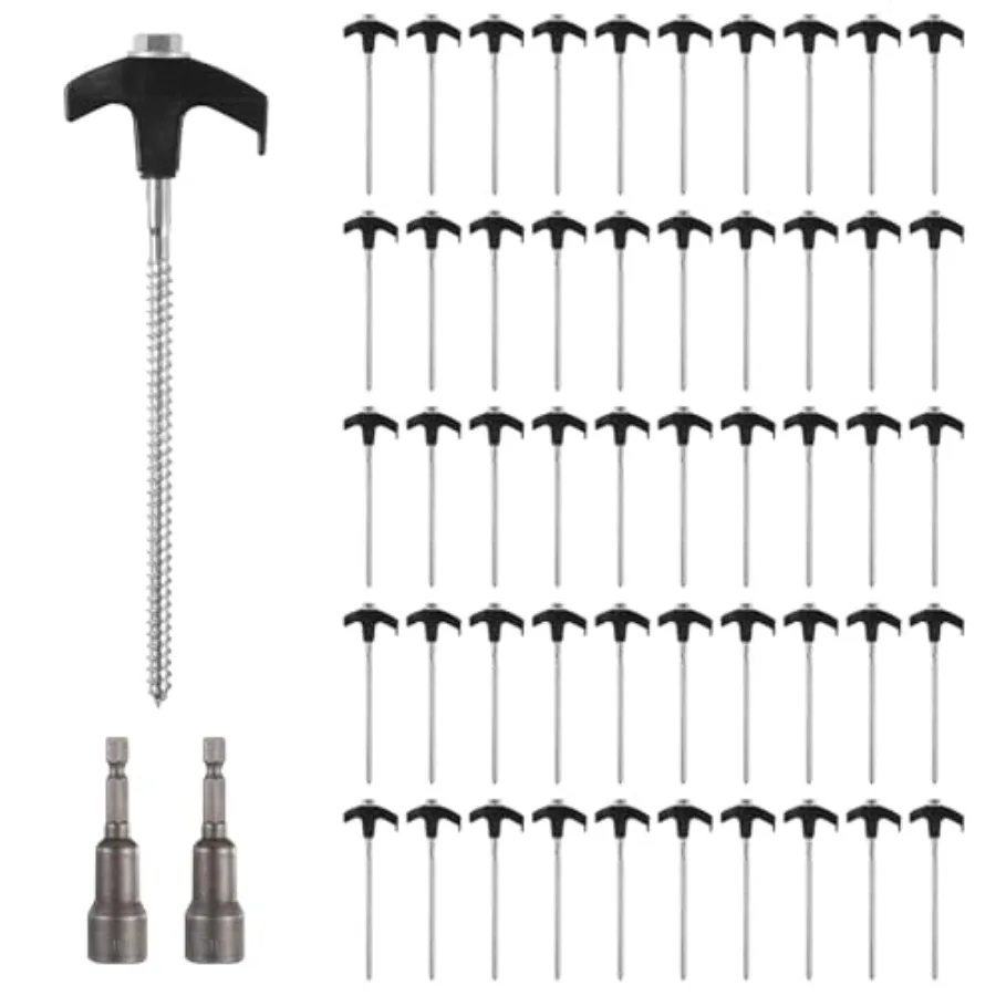 50 Pack 8 Inch Screw in Tent Stakes Heavy Duty Tent Stakes Screw in Ground Camping Stake with Hex Head Driver Metal Pegs Spikes
50 Pack 8 Inch Screw in Tent Stakes Heavy Duty Tent Stakes Screw in Ground Camping Stake with Hex Head Driver Metal Pegs Spikes