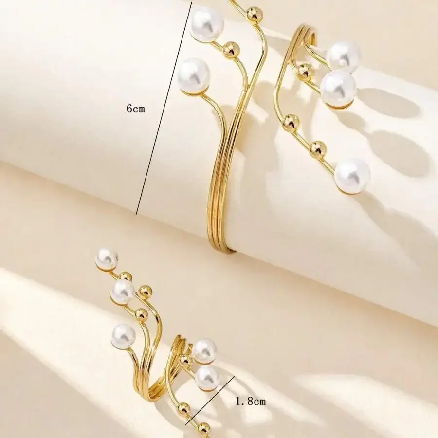 Summer Fashion Metal Arm Cuff Bracelet With Pearl Decor Beach Resort Jewelry
Summer Fashion Metal Arm Cuff Bracelet With Pearl Decor Beach Resort Jewelry