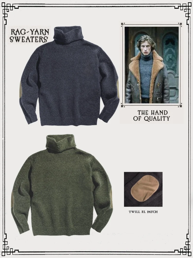 ay een NIGEL Feeling Sea Wool High Collar Sweater Patchwork Elbow American Retro Lazy Thi Knitted irt
ay een NIGEL Feeling Sea Wool High Collar Sweater Patchwork Elbow American Retro Lazy Thi Knitted irt