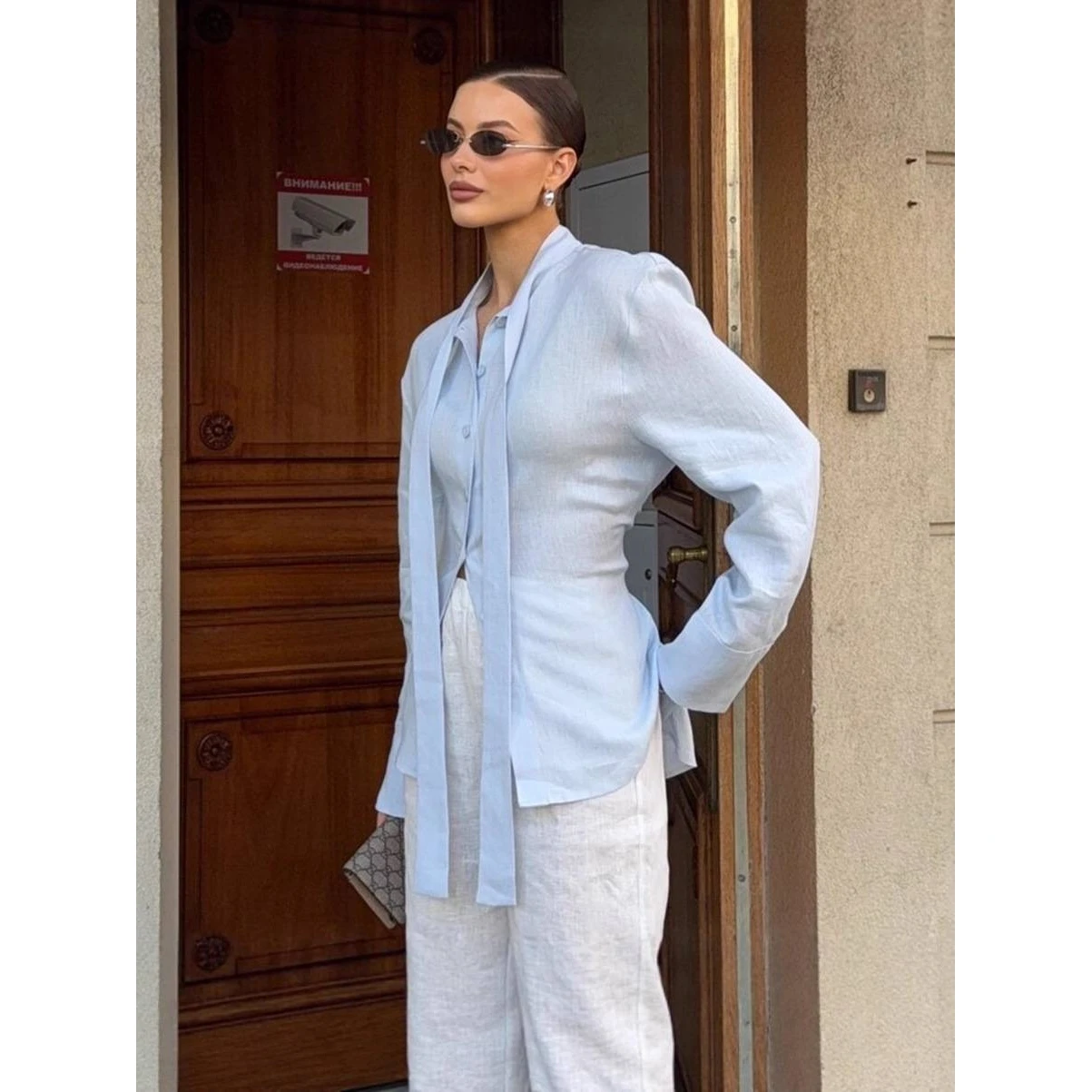 Women's Tie Drape Cotton Shirt Slim Fit Commute Style Spring Autumn New Arrival Pure Color Stand Collar Button up Top
Women's Tie Drape Cotton Shirt Slim Fit Commute Style Spring Autumn New Arrival Pure Color Stand Collar Button up Top