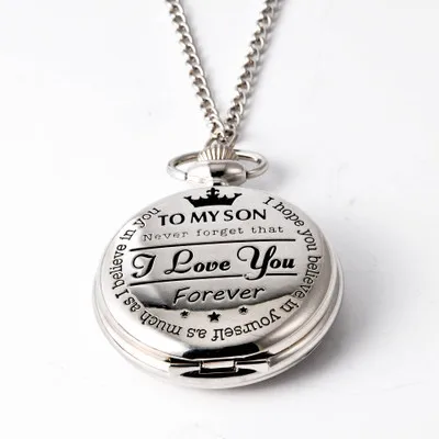 Роскошные кварцевые карманные часы с надписью «I Love You» для сына и мальчика, с гравировкой, с цепочкой, часы для детей, подарки на день рождения
Роскошные кварцевые карманные часы с надписью «I Love You» для сына и мальчика, с гравировкой, с цепочкой, часы для детей, подарки на день рождения