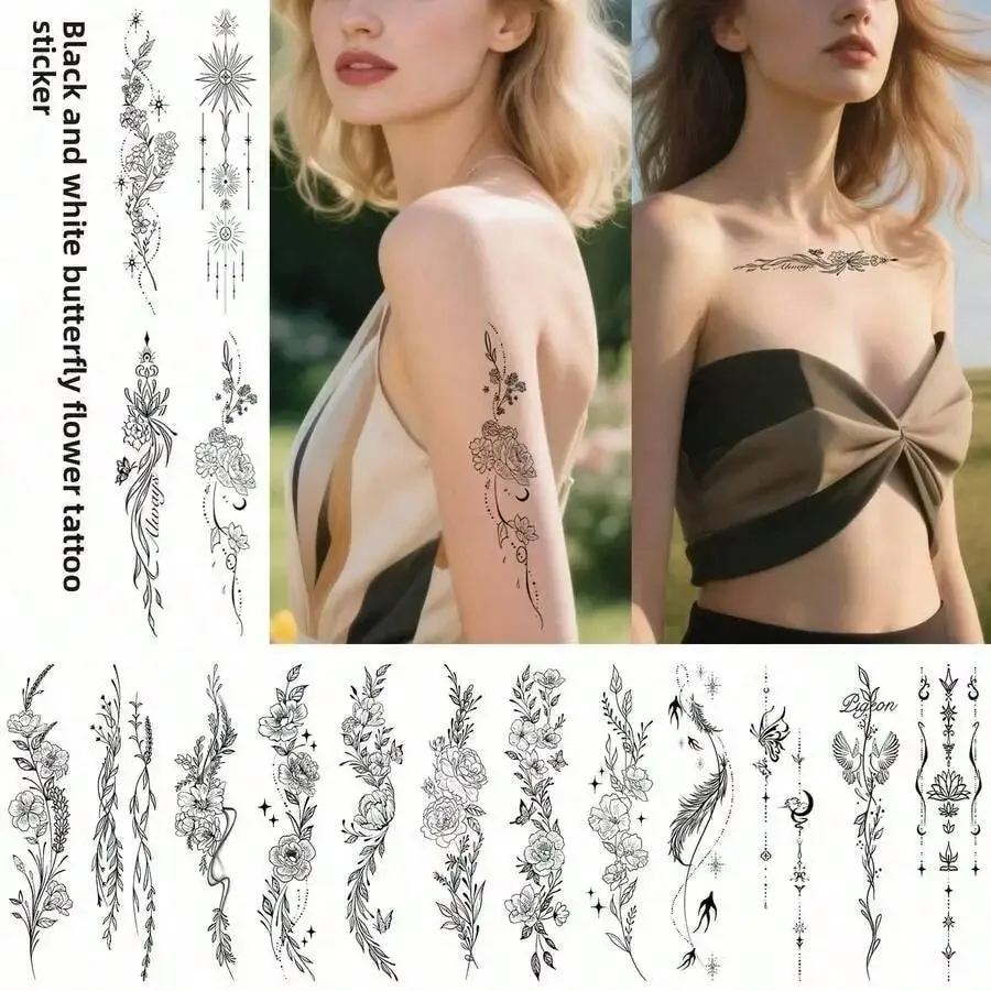 8-Piece Butterfly And Flower Pattern Temporary Tattoo Stickers For Body Art Decoration, Waterproof, Suitable For Women And Men, Can Be Applied On Neck, Arms And Legs
8-Piece Butterfly And Flower Pattern Temporary Tattoo Stickers For Body Art Decoration, Waterproof, Suitable For Women And Men, Can Be Applied On Neck, Arms And Legs
