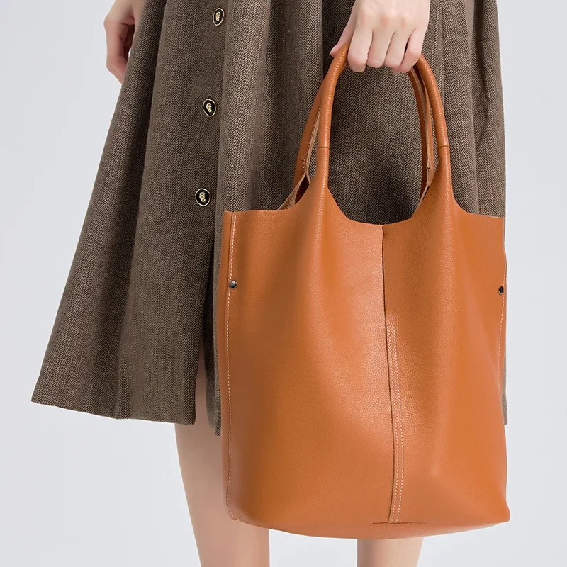 Ladies Soft Cowhide Luxury Designer Large Capacity Bucket Bag Women's Genuine Cow Leather Shoulder Tote Bag Female Handbag 2026
Ladies Soft Cowhide Luxury Designer Large Capacity Bucket Bag Women's Genuine Cow Leather Shoulder Tote Bag Female Handbag 2026