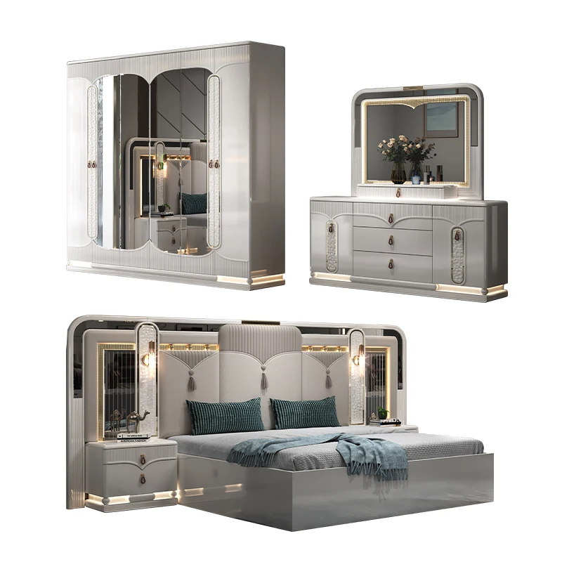 &Royal Luxury Complete Bedroom Sets king Size Double Bed Room Home Storage Wooden Frame LED Modern Full Bedroom Furniture Set
&Royal Luxury Complete Bedroom Sets king Size Double Bed Room Home Storage Wooden Frame LED Modern Full Bedroom Furniture Set