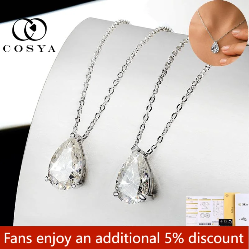 COSYA 1-4ct Pear Cut Moissanite Pendant Necklace GRA Certified D VVS1 925 Sterling Silver Waterdrop Solitaire Jewelry for Women
COSYA 1-4ct Pear Cut Moissanite Pendant Necklace GRA Certified D VVS1 925 Sterling Silver Waterdrop Solitaire Jewelry for Women