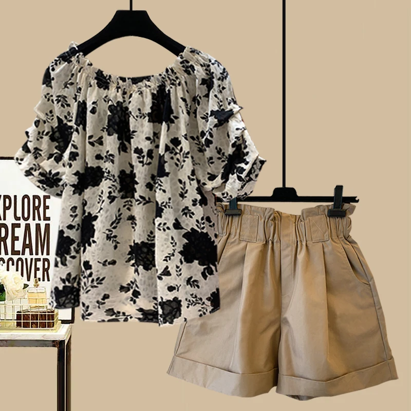 plus Size Summer Fashion Set High Waist Bubble Sleeve One Shoulder Short Skirt Slimming Effect Floral Print Korean Style Wome...
plus Size Summer Fashion Set High Waist Bubble Sleeve One Shoulder Short Skirt Slimming Effect Floral Print Korean Style Wome...
