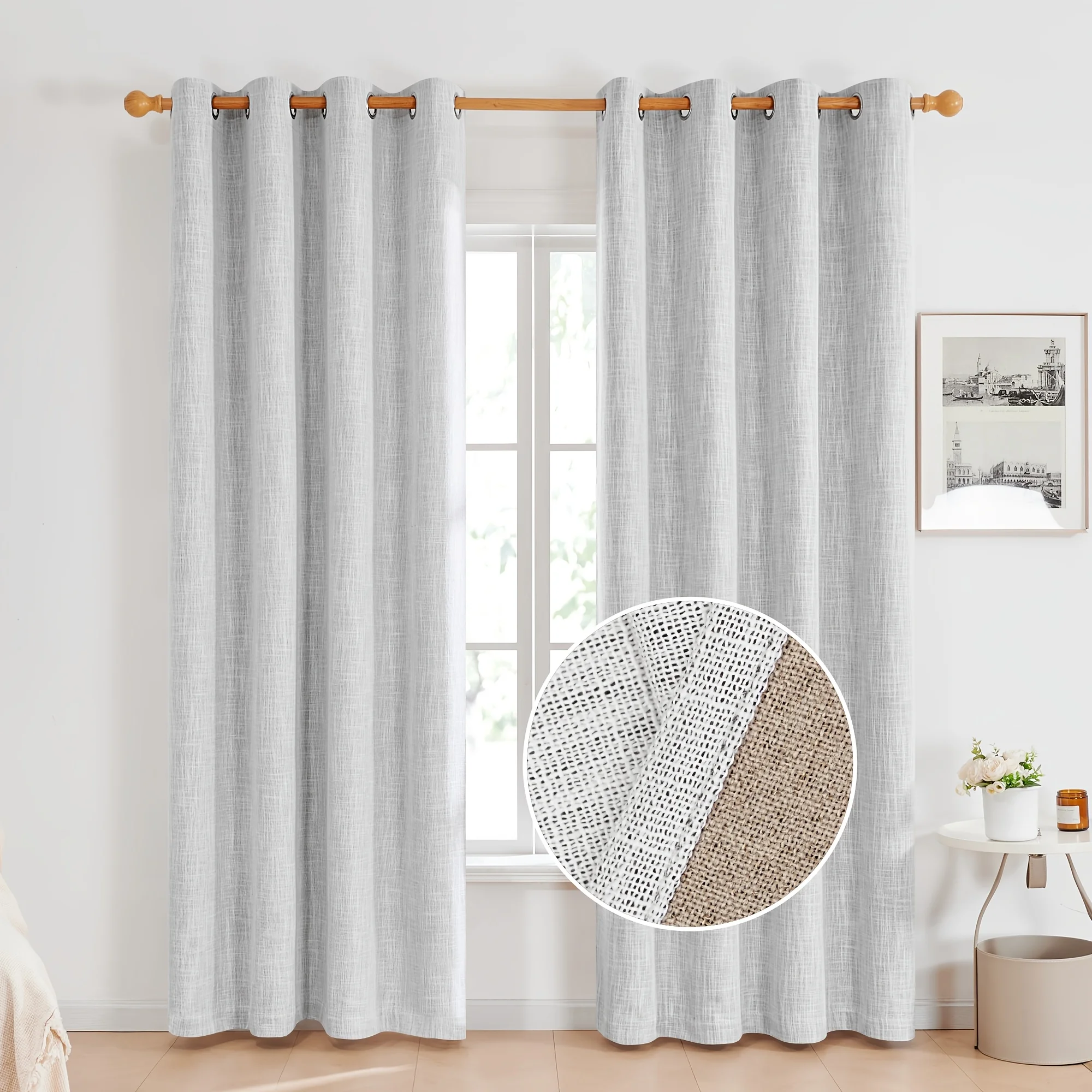 Deconovo 2 Panels Linen Texture 100% Blackout Curtains with Grommet Top, Thermal Insulated Noise Reducing Privacy Drapes for Bedroom Living Room
Deconovo 2 Panels Linen Texture 100% Blackout Curtains with Grommet Top, Thermal Insulated Noise Reducing Privacy Drapes for Bedroom Living Room