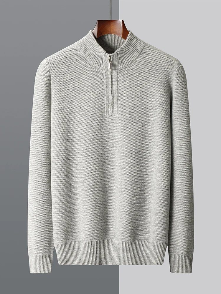 Autumn/Winter New Cashmere Sweater Men's Half High neck Pullover Casual Business Half Zipper Knitted Pullover Honeycomb Need
Autumn/Winter New Cashmere Sweater Men's Half High neck Pullover Casual Business Half Zipper Knitted Pullover Honeycomb Need
