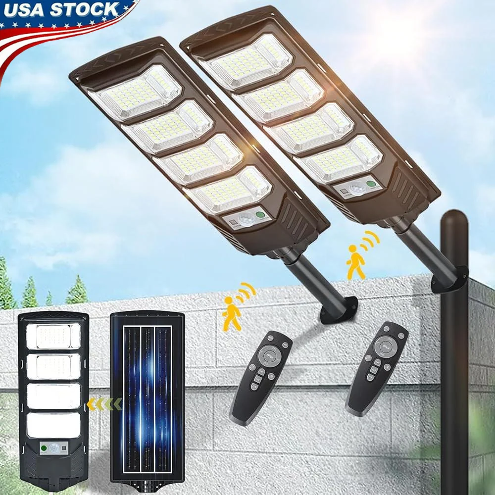 2 Pack Solar Street Lights Outdoor Waterproof 12000LM 5730SMD LEDs Dusk to Dawn Floodlight Garden Garage Parking Lot
2 Pack Solar Street Lights Outdoor Waterproof 12000LM 5730SMD LEDs Dusk to Dawn Floodlight Garden Garage Parking Lot