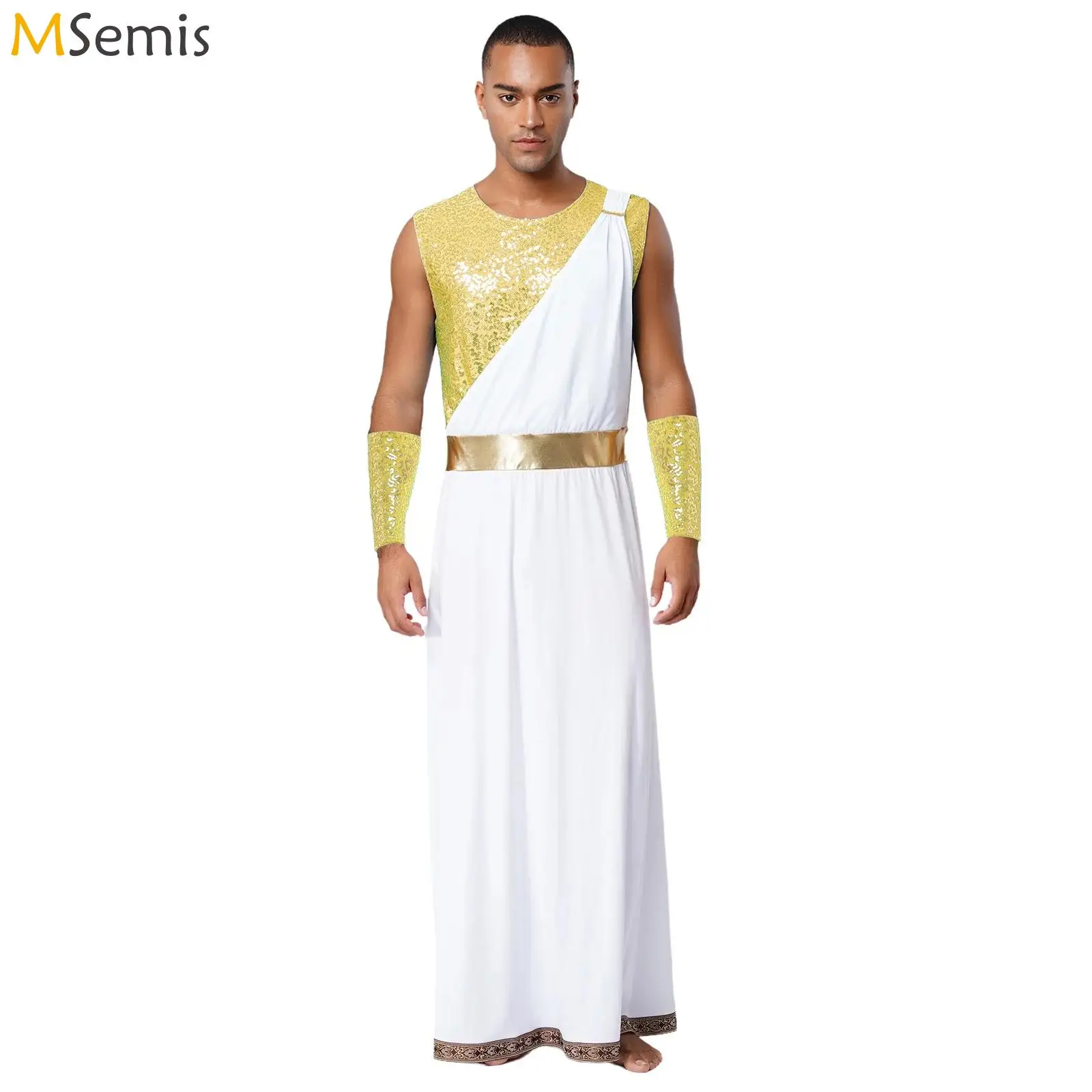 Men Roman Mythology God Senator King Prince Costumes Sleeveless Sequins Robe Cuffs Halloween Purim Party Carnival Cosplay Outfit
Men Roman Mythology God Senator King Prince Costumes Sleeveless Sequins Robe Cuffs Halloween Purim Party Carnival Cosplay Outfit
